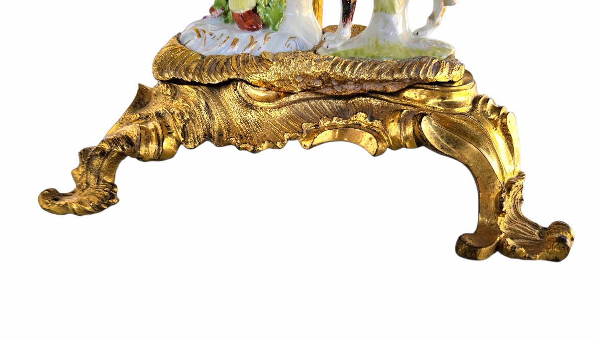 Louis XV Gilt Bronze And Saxon Porcelain Screen Candlestick-photo-8