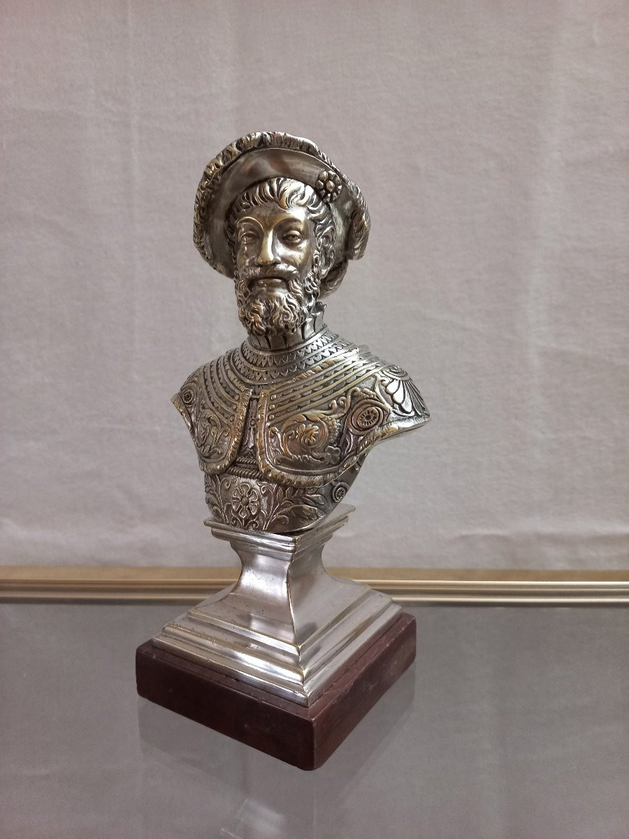Buste en bronze argenté XIXe-photo-2