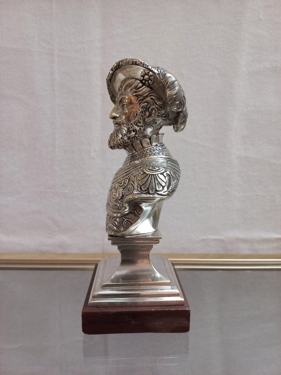 Buste en bronze argenté XIXe-photo-3