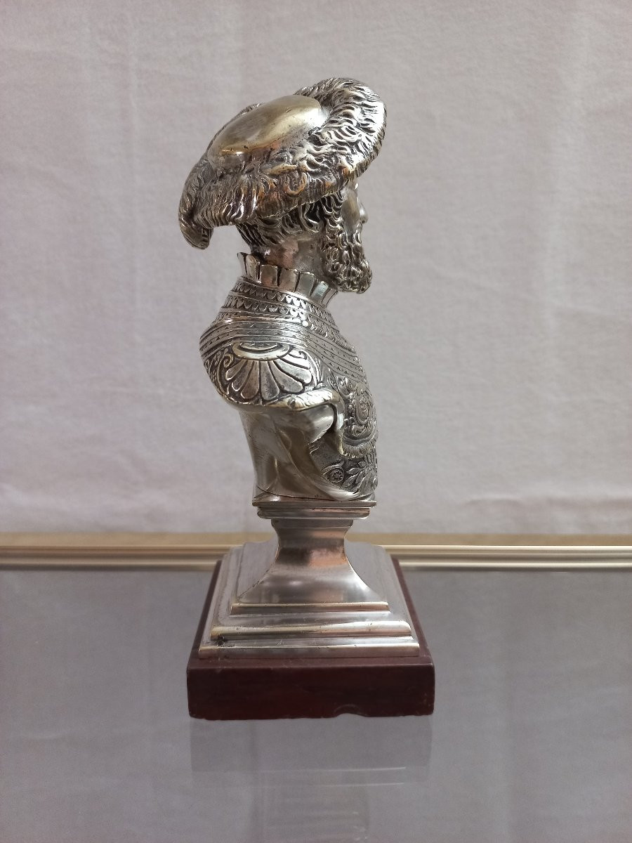 Buste en bronze argenté XIXe-photo-4
