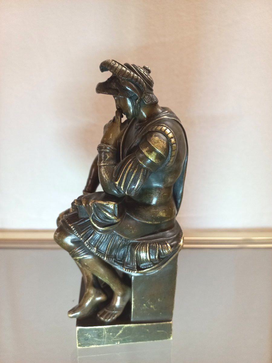 19th Century Bronze Lorenzo De Medici After Michelangelo Signed Ron Liod Sauvage-photo-2