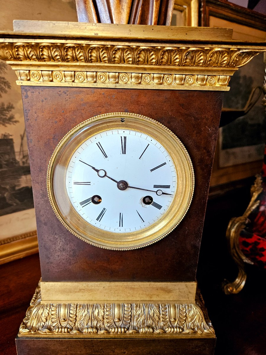 Pendule borne bronze Homère vers 1820-photo-2