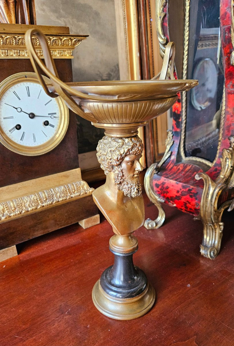 Antique Style Tazza Signed Barbedienne Bronze Lucius Verus-photo-2