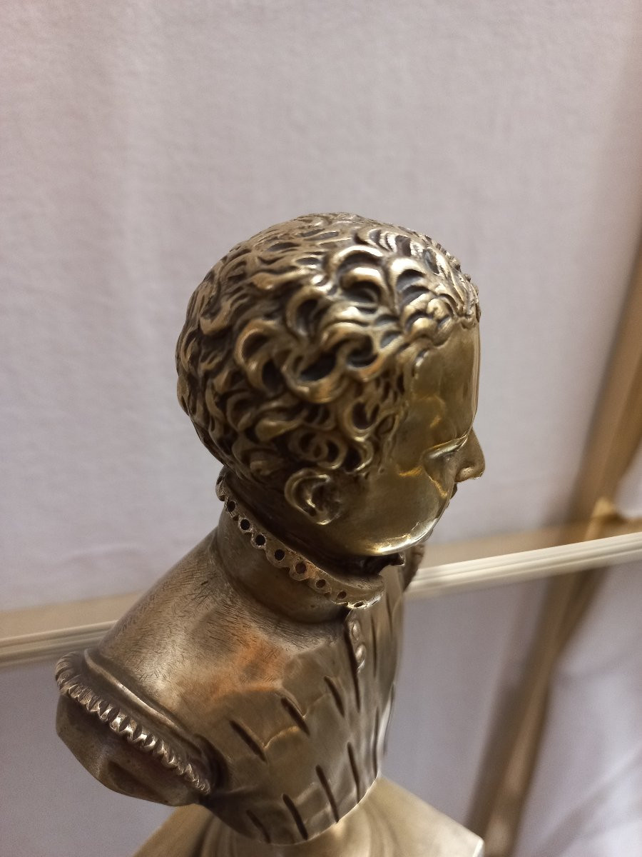 19th Century Bronze Bust After François-joseph Bosio (1768-1845) Henri Iv-photo-5