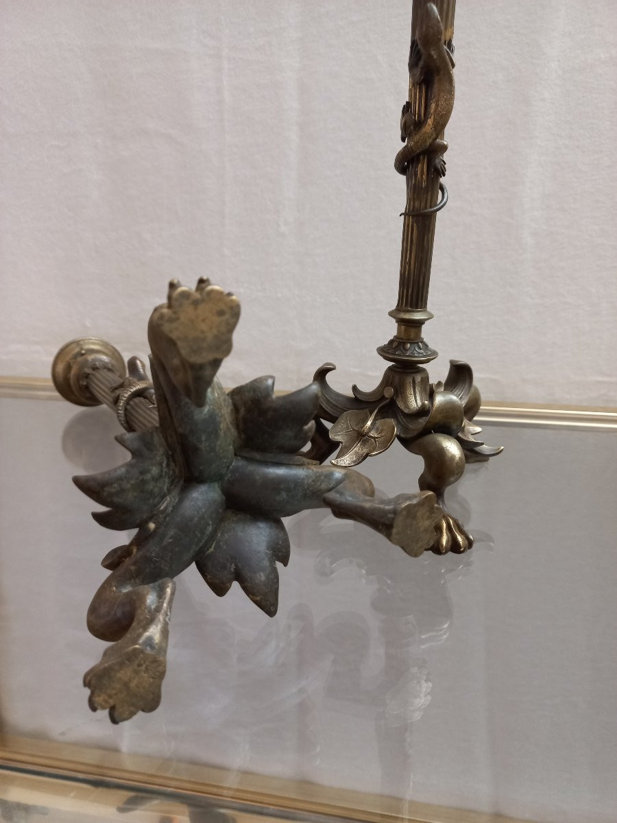 Pair Of 19th Century Bronze Candlesticks With Salamanders-photo-1