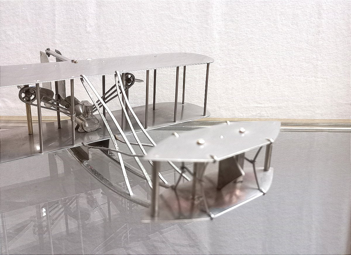Flyer III 1905 Biplane In Nickel-plated Brass-photo-4