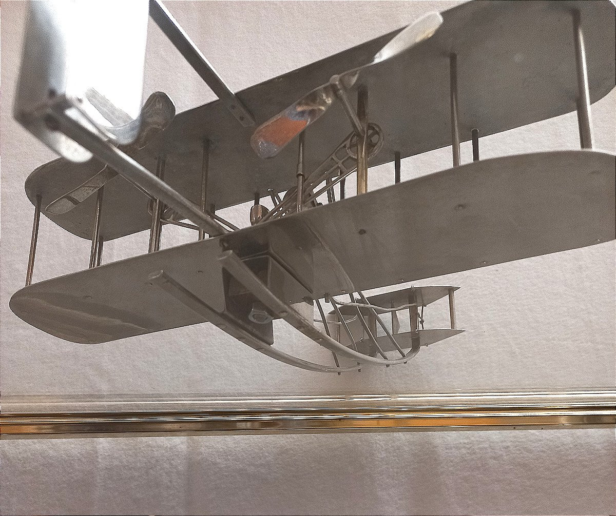 Flyer III 1905 Biplane In Nickel-plated Brass-photo-1