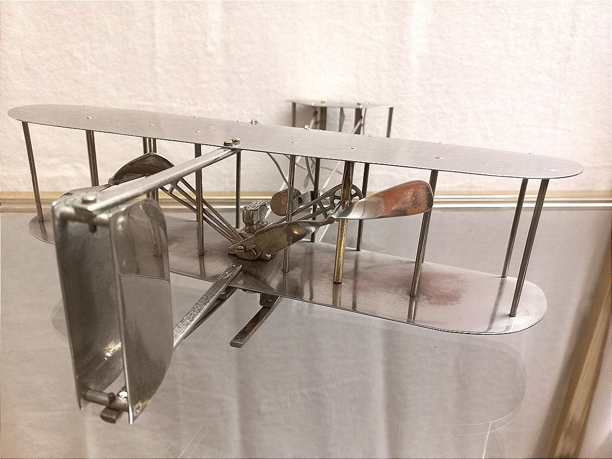 Flyer III 1905 Biplane In Nickel-plated Brass-photo-5
