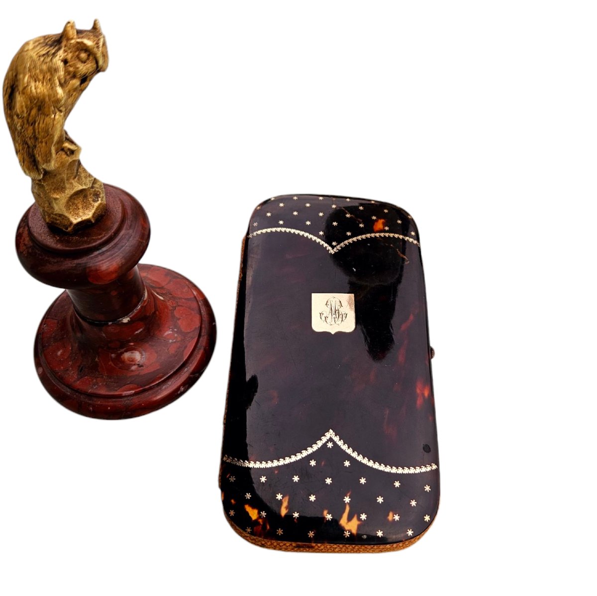 19th Century Gold-stitched Tortoiseshell Case -photo-3
