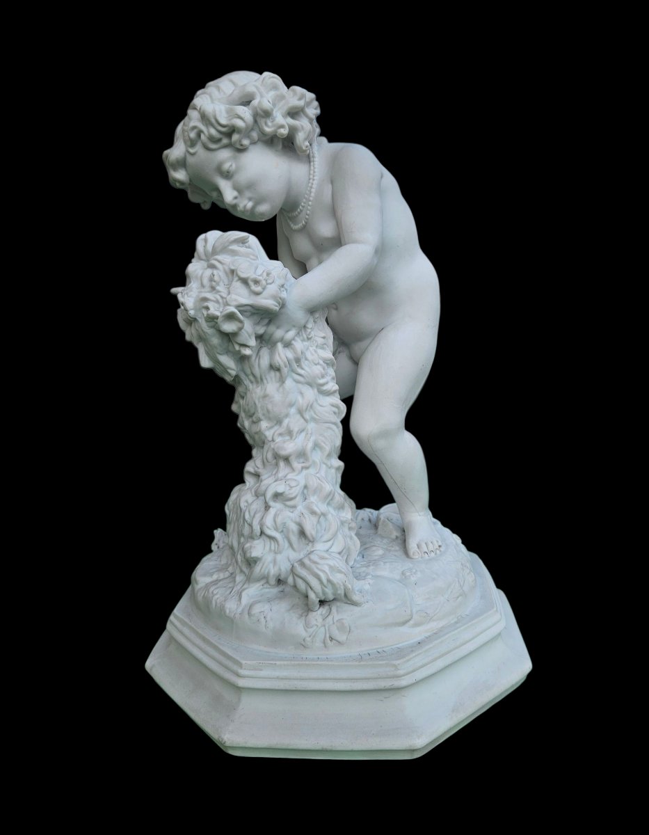 A. Arnaud (1825-1883) Little Girl Playing With A Dog-photo-3