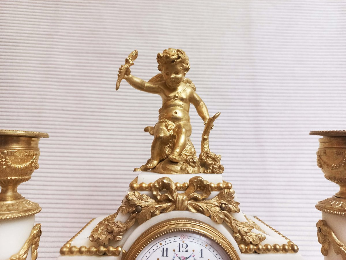 Pendulette De Boudoir Et Ses Flambeaux-photo-3