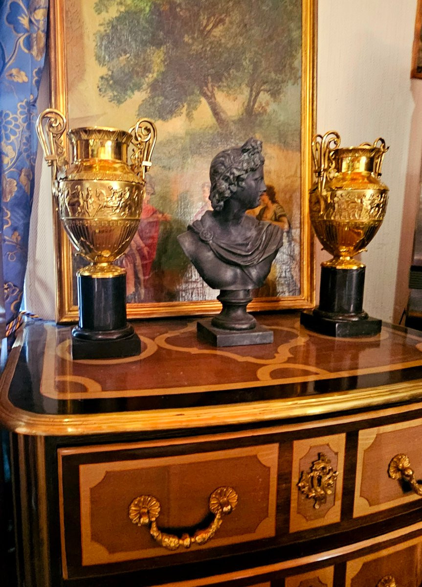 Auguste Delafontaine grands vases cratères bronze doré XIXÈME -photo-4