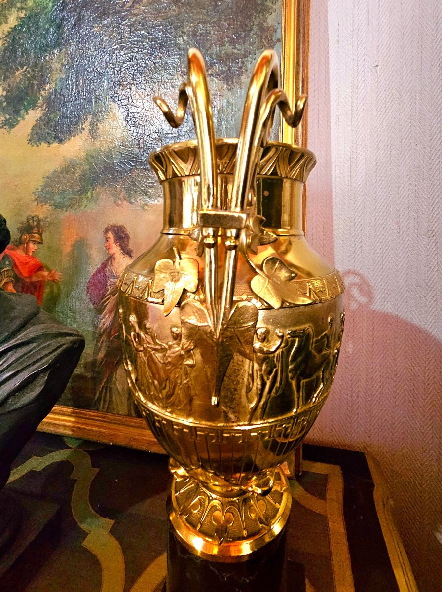 Auguste Delafontaine grands vases cratères bronze doré XIXÈME -photo-5
