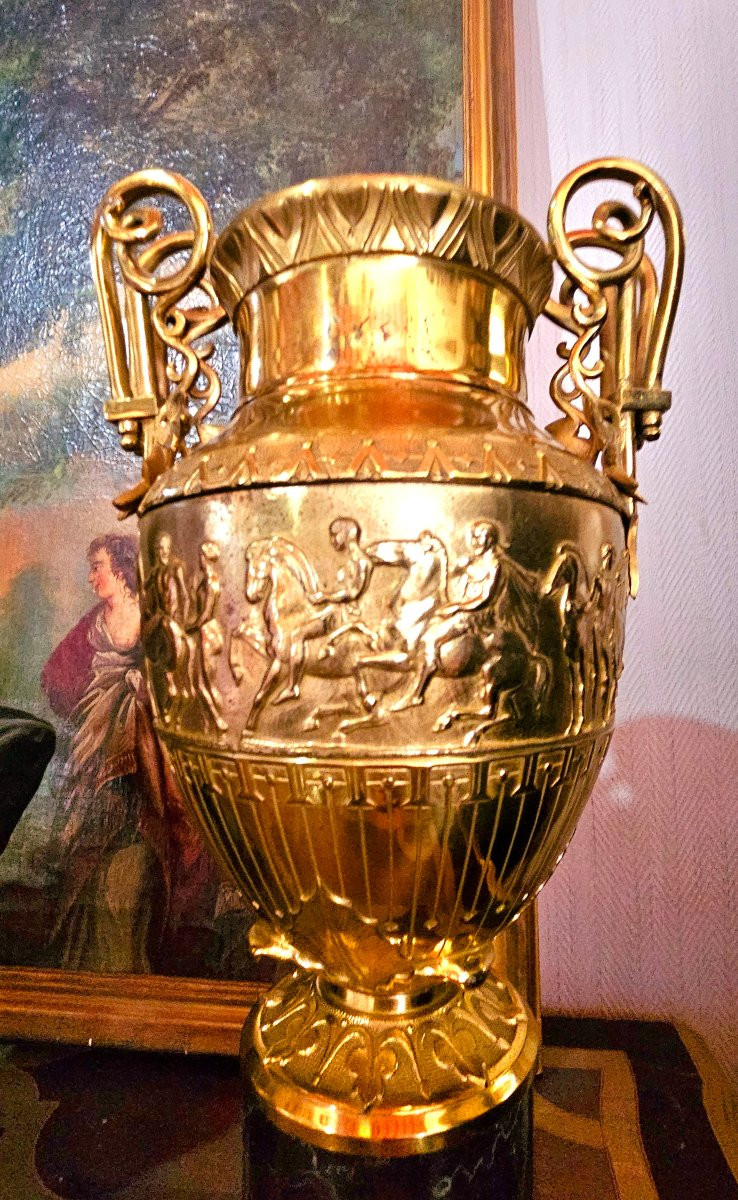 Auguste Delafontaine grands vases cratères bronze doré XIXÈME -photo-6