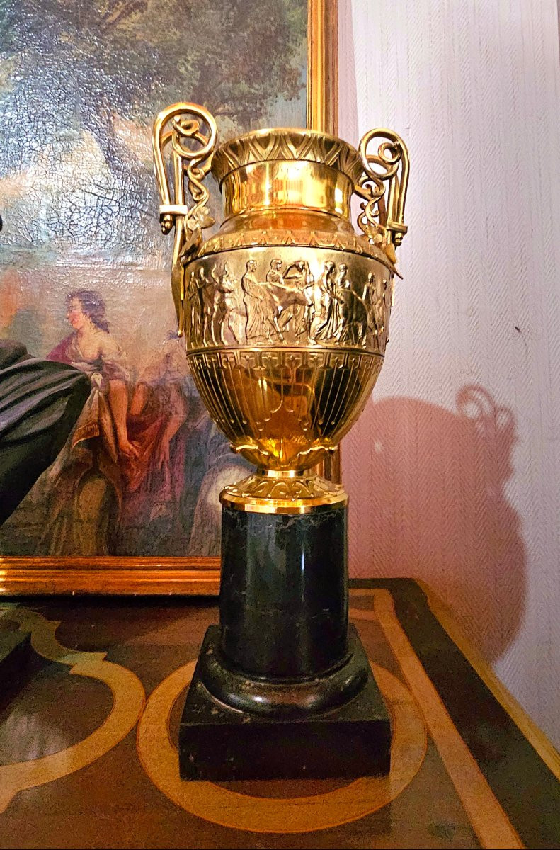 Auguste Delafontaine grands vases cratères bronze doré XIXÈME -photo-7