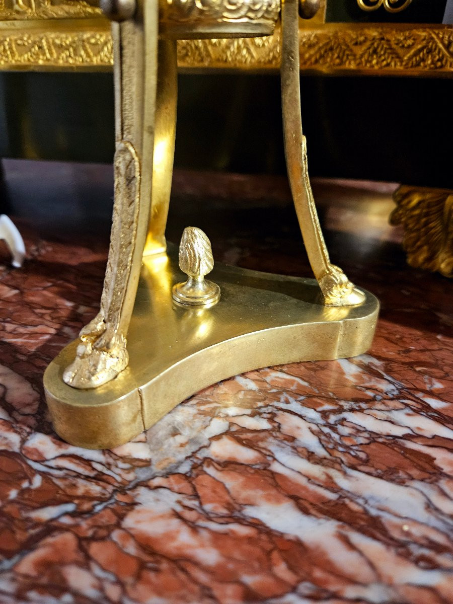 Cassolettes en athénienne bronze doré "aux faunes et serpents"-photo-4