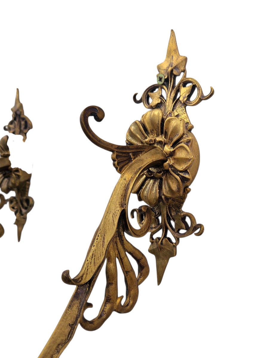 Pair Of Large Bronze Wall Lights Circa 1880 -photo-3