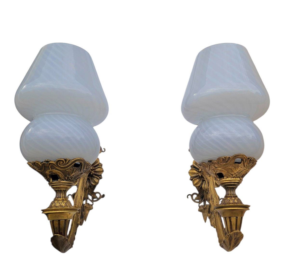 Pair Of Large Bronze Wall Lights Circa 1880 -photo-3