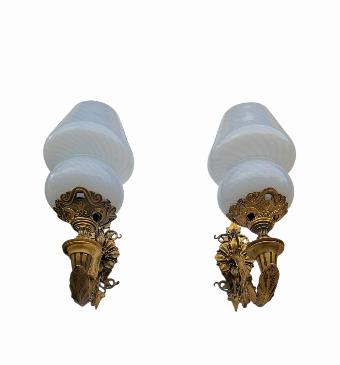Pair Of Large Bronze Wall Lights Circa 1880 -photo-4