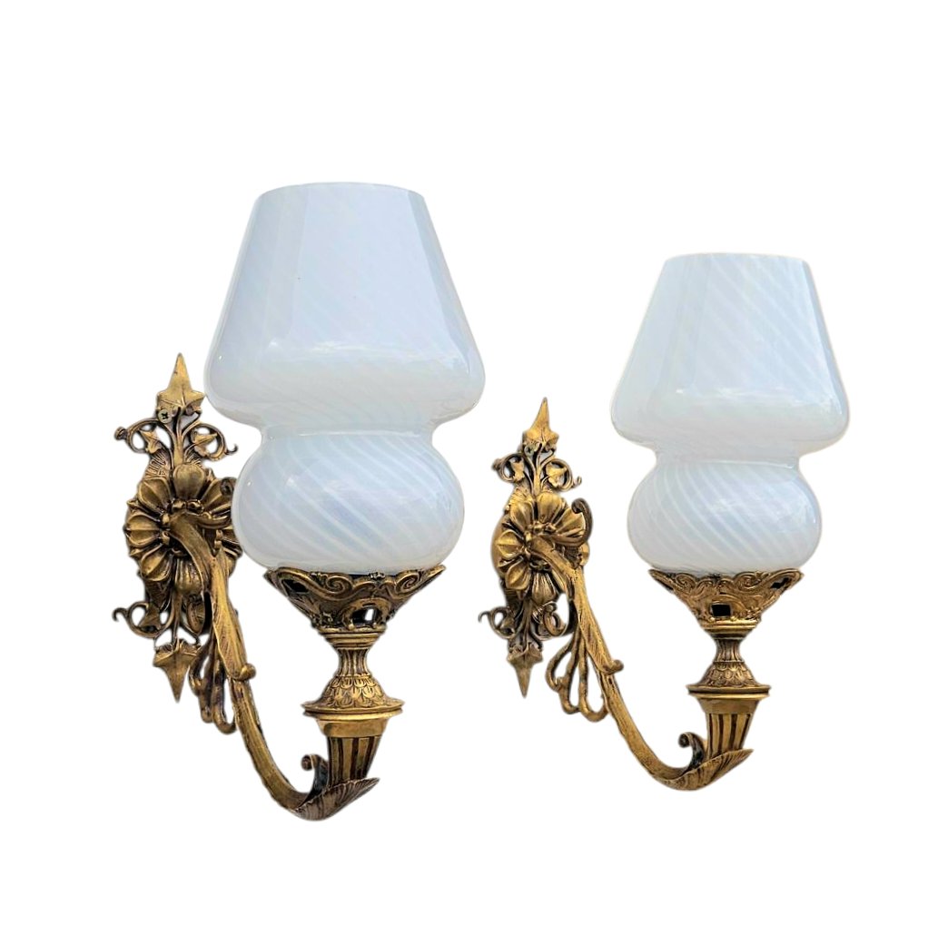 Pair Of Large Bronze Wall Lights Circa 1880 -photo-5