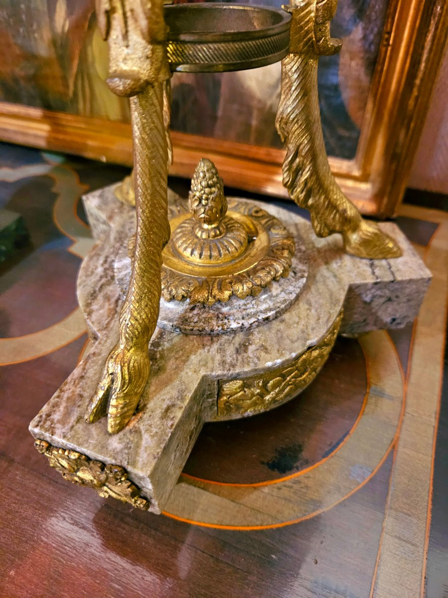 Paire d'importantes cassolettes marbre et bronze doré XIXÈME -photo-1