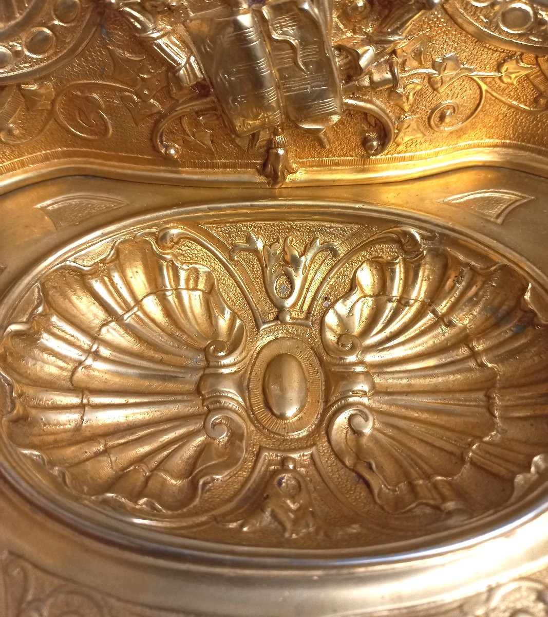 Louis XIV Inkwell Signed Lerolle Frères Paris (1836-1863) Gilt Bronze-photo-7