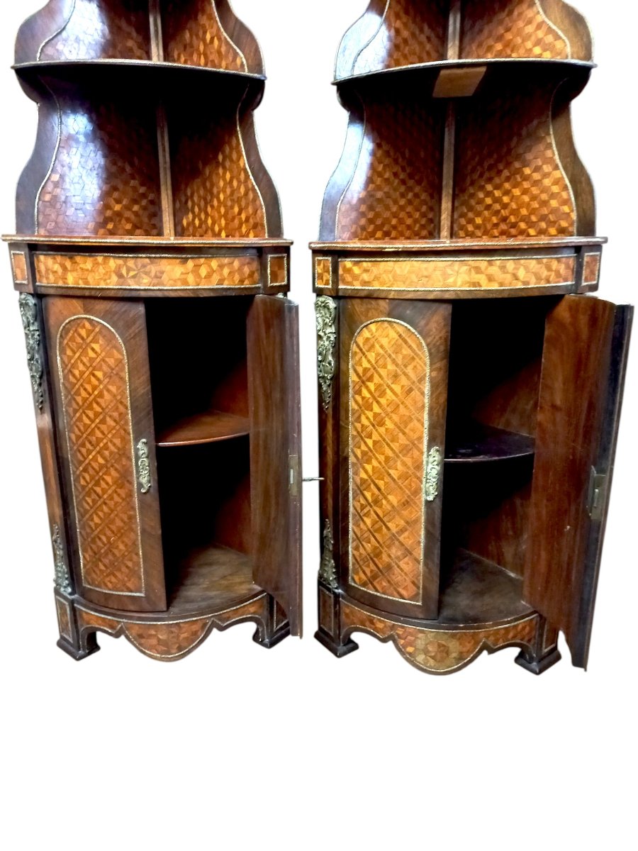 Pair Of Napoleon III Inlaid Corner Cabinets-photo-1