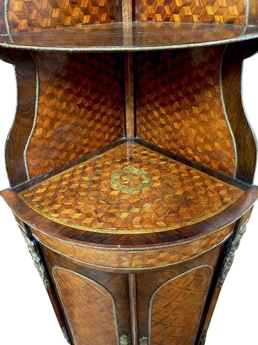 Pair Of Napoleon III Inlaid Corner Cabinets-photo-5
