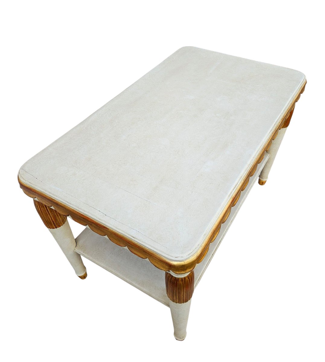 Paul Follot (1877-1941) Table console Art Déco en bois laqué et doré -photo-4