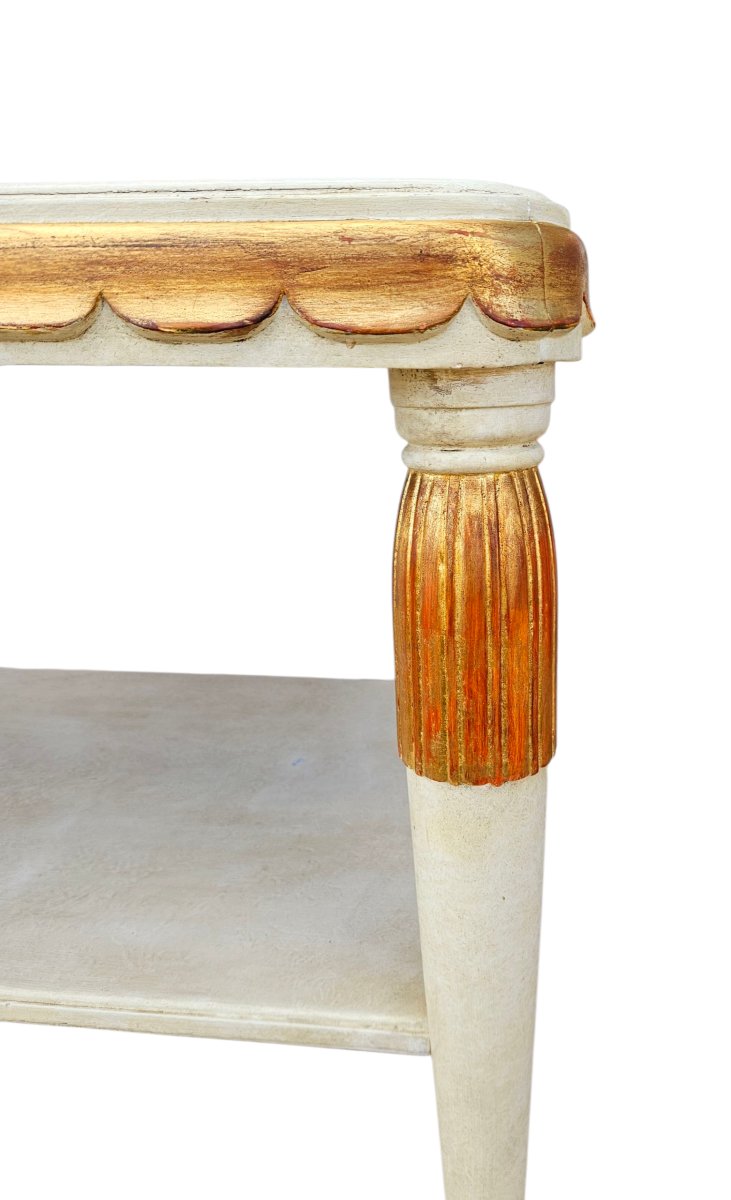 Paul Follot (1877-1941) Table console Art Déco en bois laqué et doré -photo-2