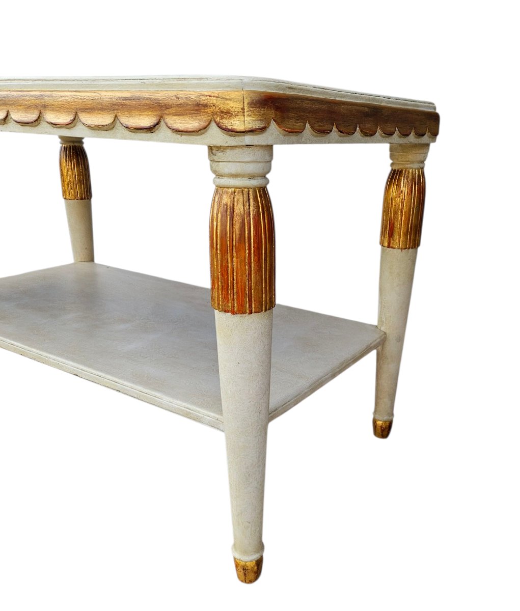 Paul Follot (1877-1941) Table console Art Déco en bois laqué et doré -photo-4