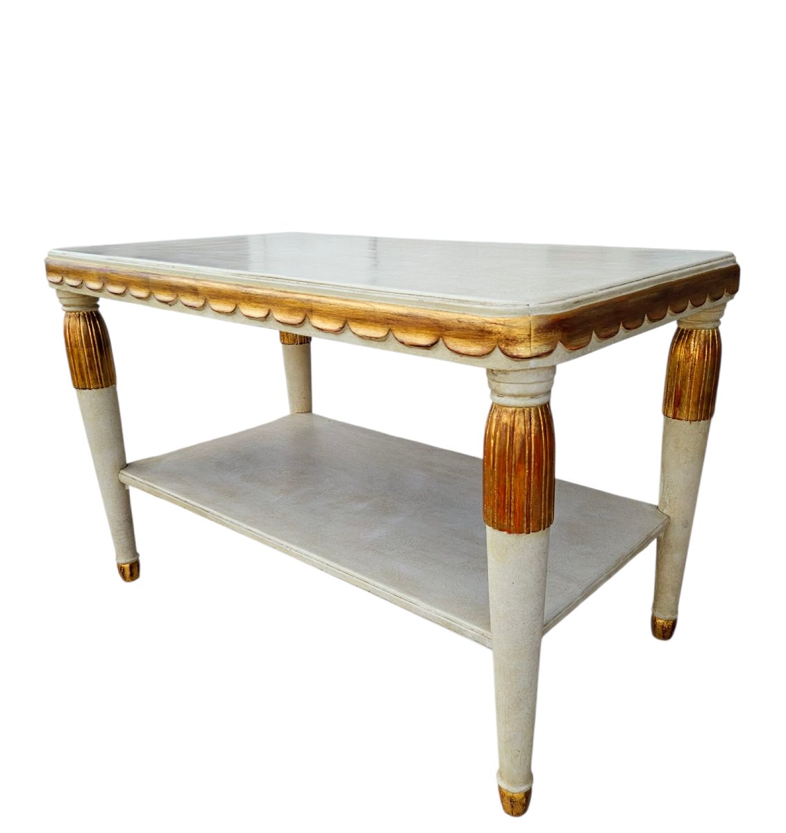 Paul Follot (1877-1941) Table console Art Déco en bois laqué et doré -photo-5