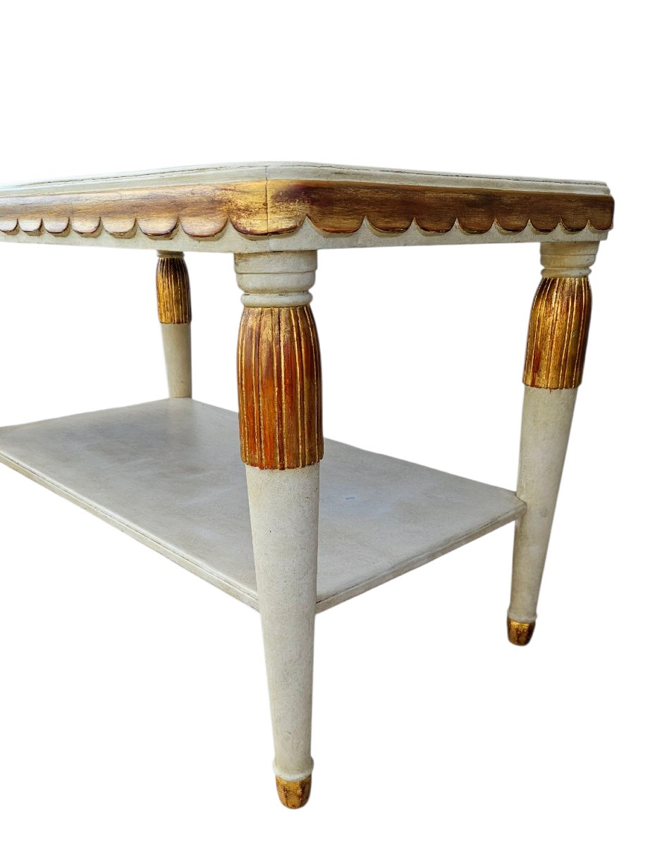 Paul Follot (1877-1941) Table console Art Déco en bois laqué et doré -photo-6