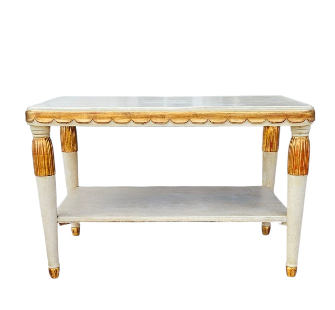 Paul Follot (1877-1941) Table console Art Déco en bois laqué et doré -photo-7