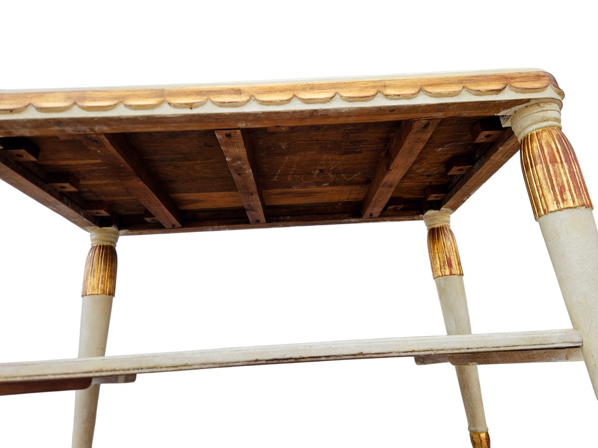 Paul Follot (1877-1941) Table console Art Déco en bois laqué et doré -photo-8