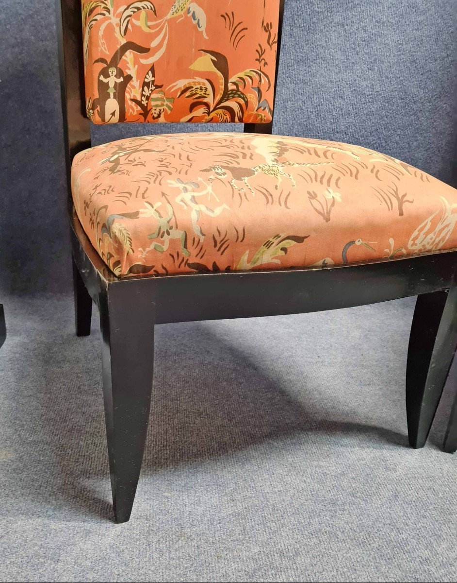 Dominique André Domin And Marcel Genevrière Pair Of High-backed Armchairs-photo-4