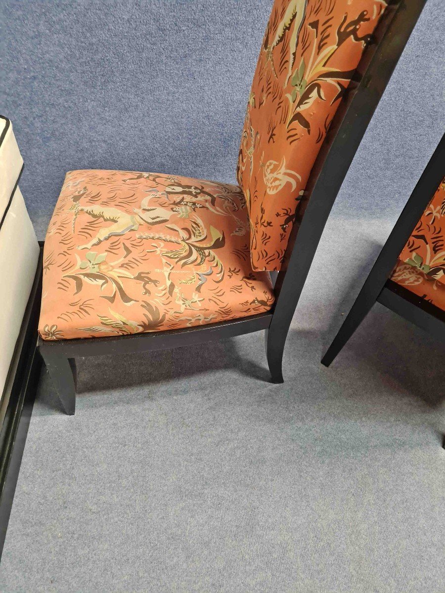 Dominique André Domin And Marcel Genevrière Pair Of High-backed Armchairs-photo-5
