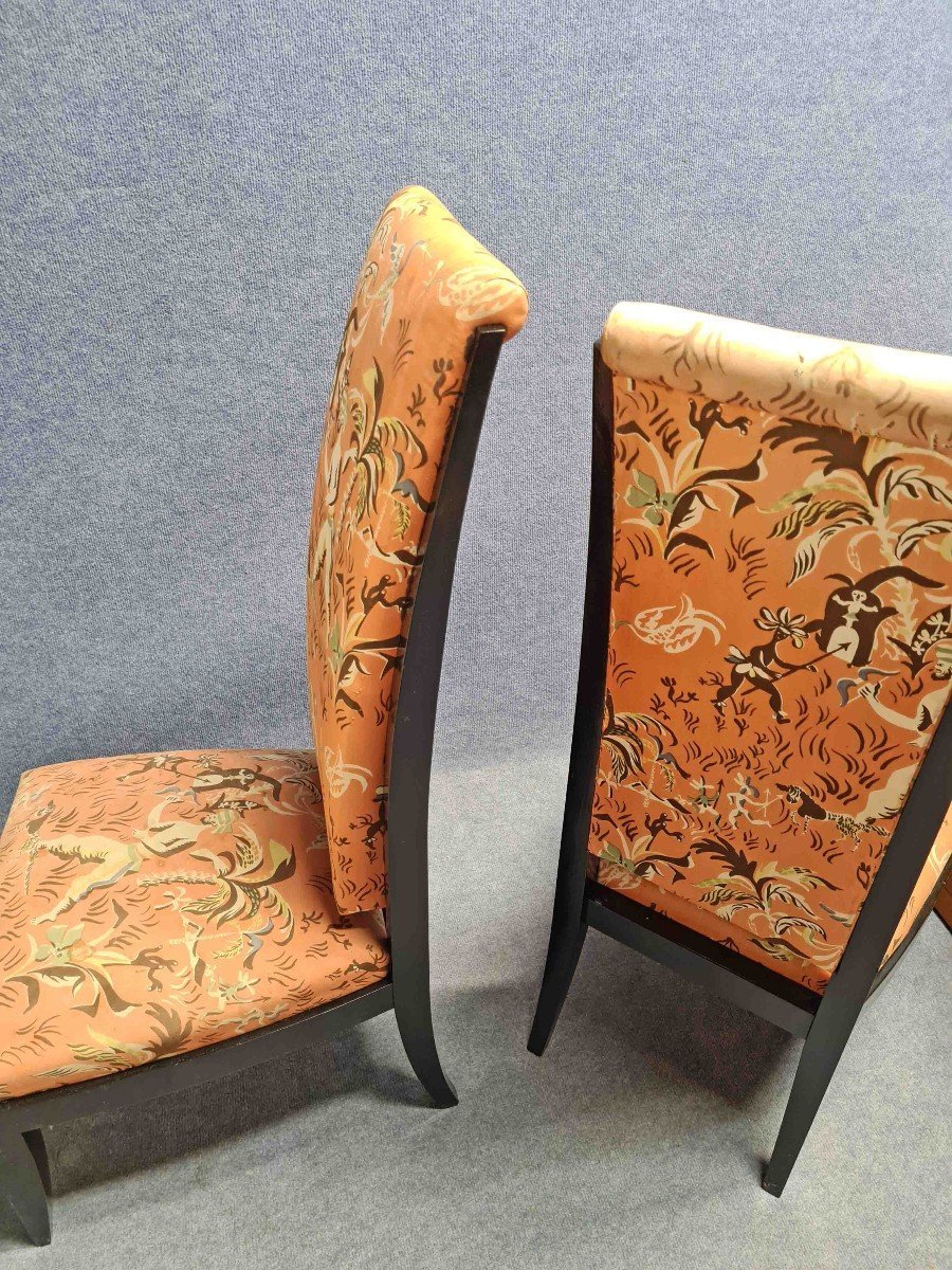 Dominique André Domin And Marcel Genevrière Pair Of High-backed Armchairs-photo-6