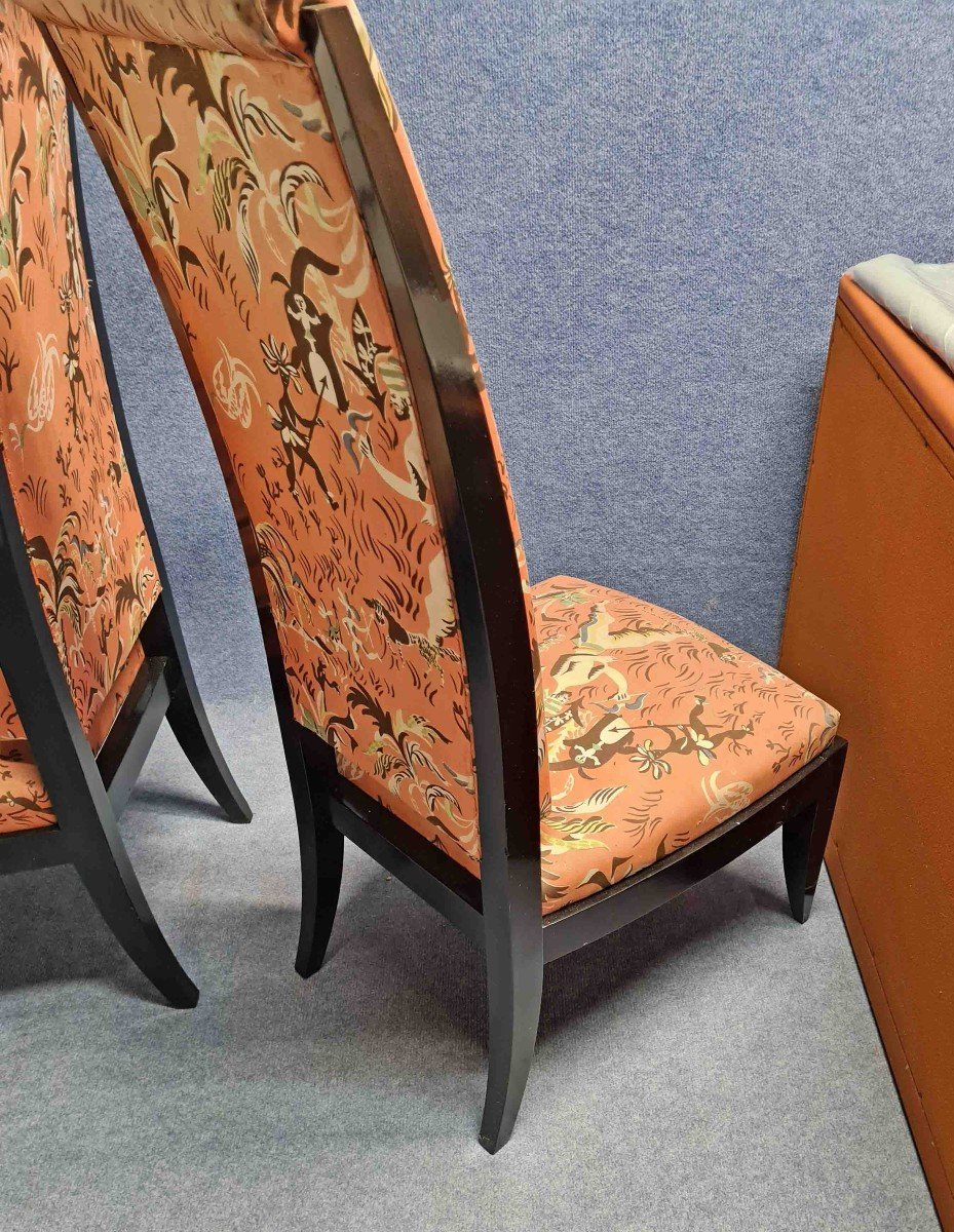 Dominique André Domin And Marcel Genevrière Pair Of High-backed Armchairs-photo-8