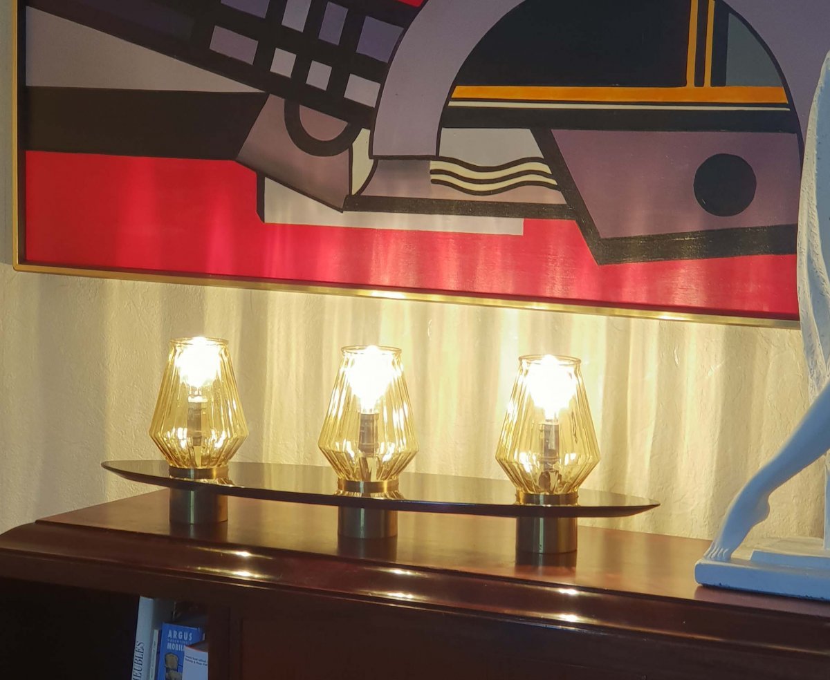 Maison Arlus grande lampe navette à poser vers 1950-photo-2