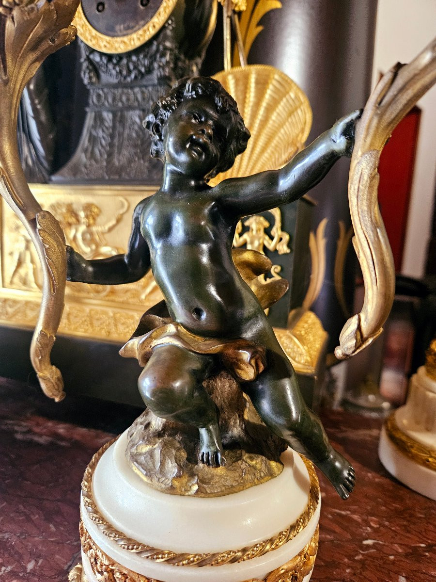 Candélabres bronze au putti XIXÈME d'après Clodion-photo-3