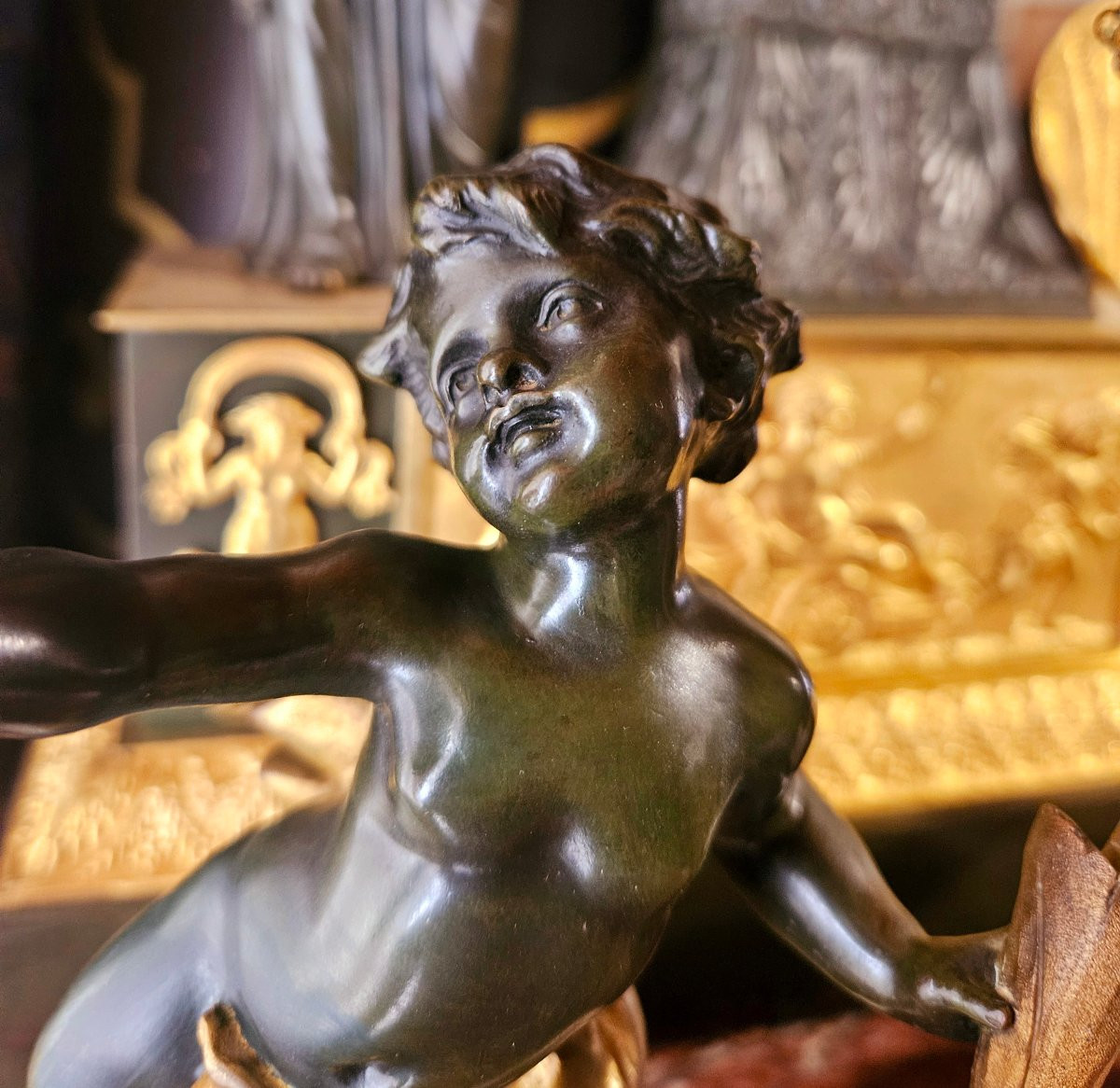 Candélabres bronze au putti XIXÈME d'après Clodion-photo-1