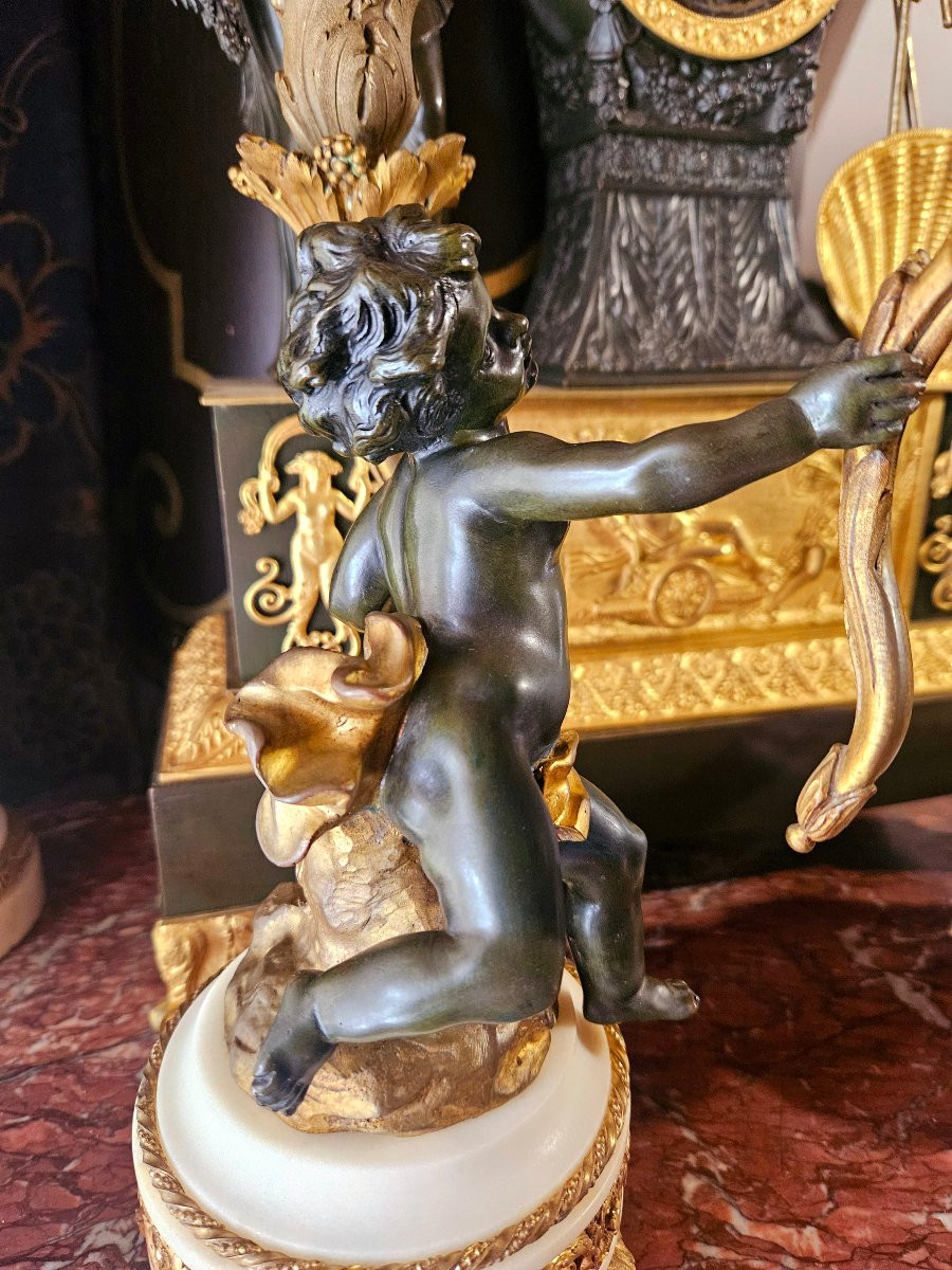 Candélabres bronze au putti XIXÈME d'après Clodion-photo-3