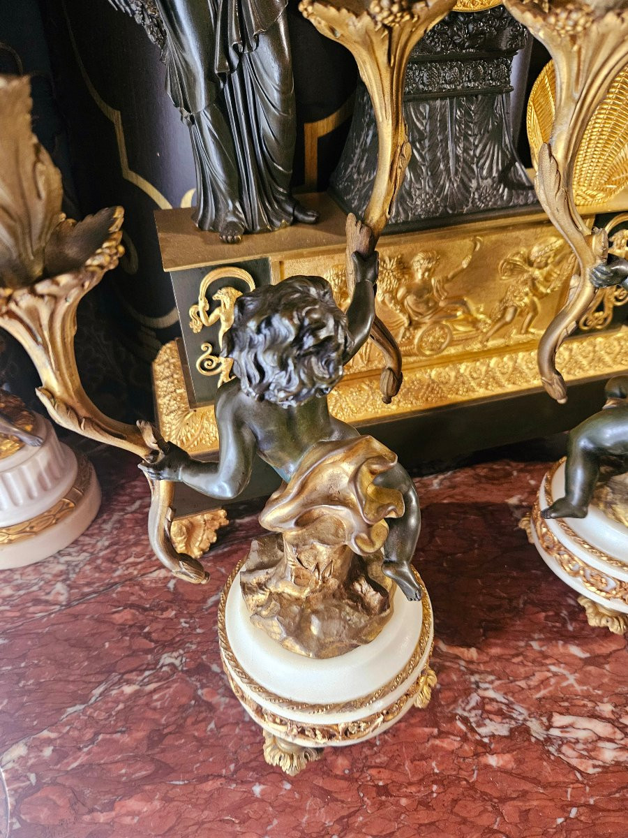 Candélabres bronze au putti XIXÈME d'après Clodion-photo-6