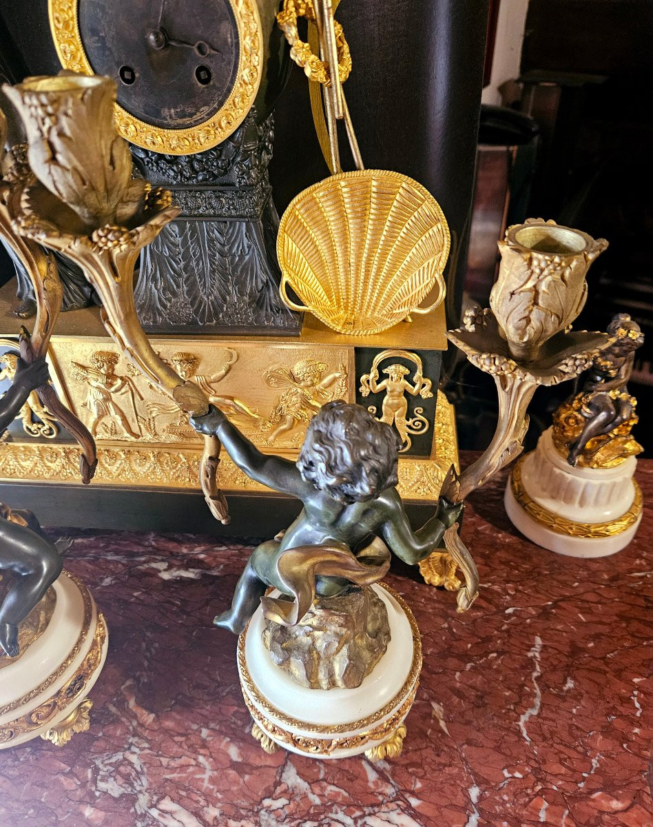 Candélabres bronze au putti XIXÈME d'après Clodion-photo-7
