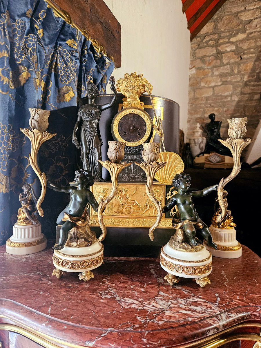 Candélabres bronze au putti XIXÈME d'après Clodion-photo-8