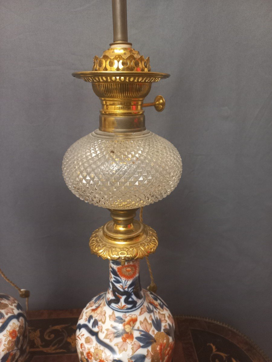 Importante Paire De Lampes En Porcelaine Et Bronze Doré Fin XIXe-photo-1