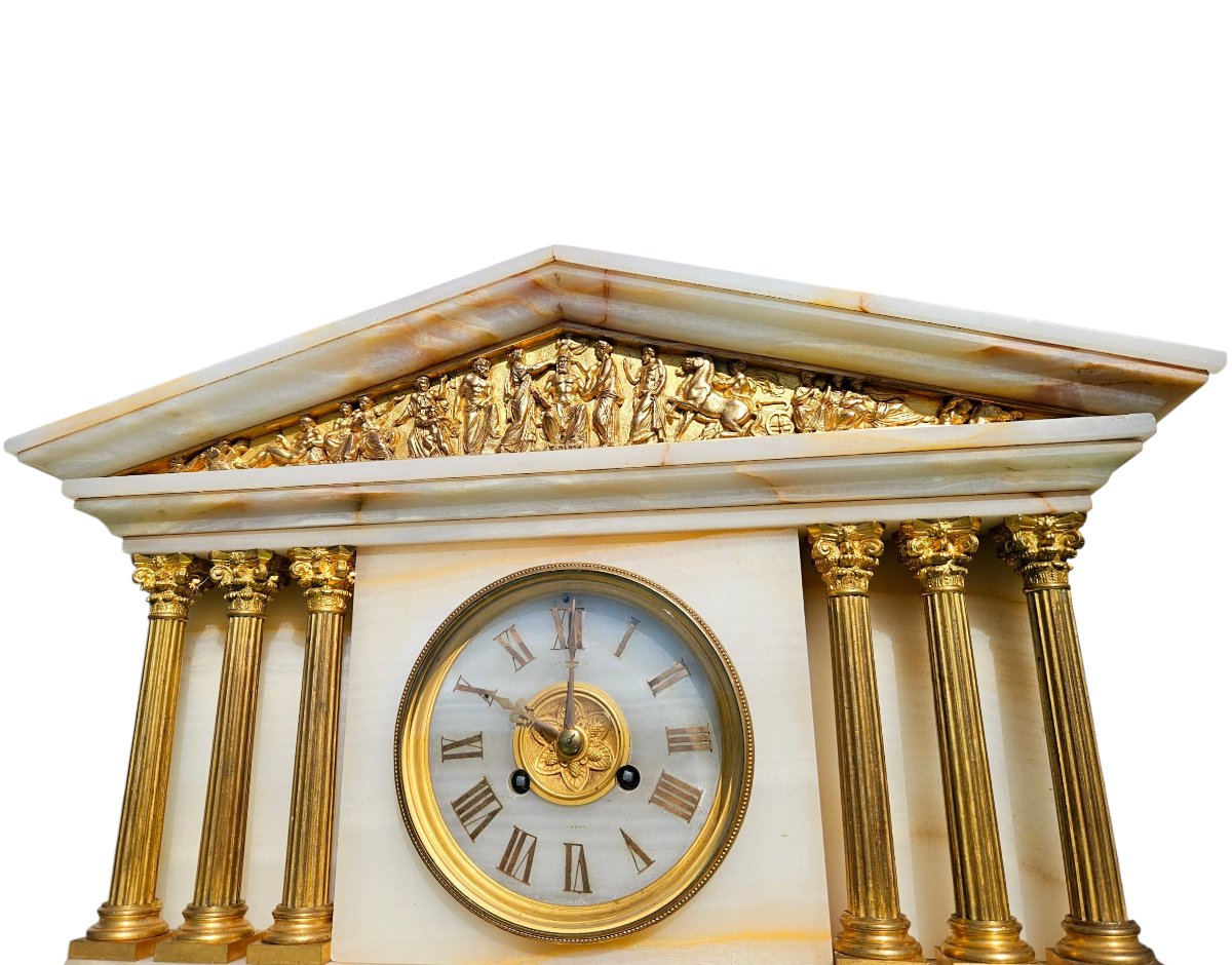 Large Antique Temple Clock Signed West & Son Paris-photo-4