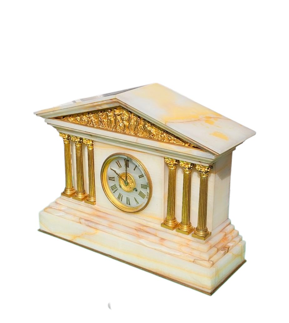 Large Antique Temple Clock Signed West & Son Paris-photo-8