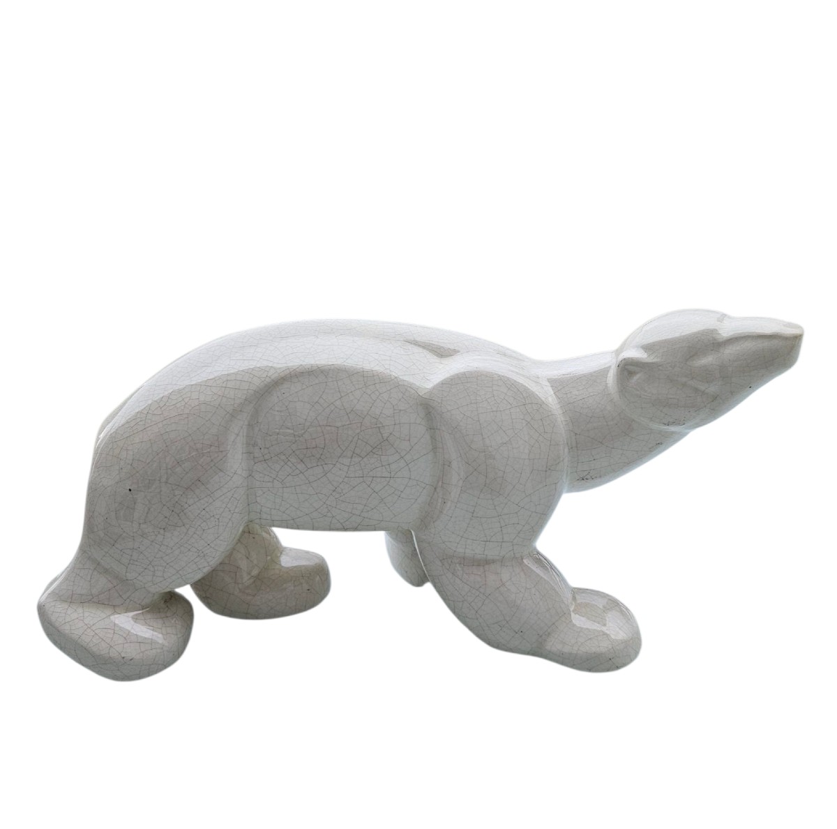 Ours polaire craquelé époque Art Déco signé Lemanceau 